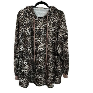 Southern Stitch Boutique Women’s Long Sleeve Cheetah Hooded Pullover Sz 2XL GUC